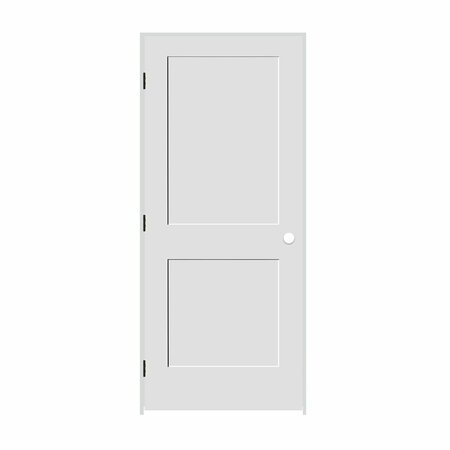 CODEL DOORS 24" x 80" x 1-3/8" Primed 2-Panel Interior Shaker 4-9/16" RH Prehung Door with Matte Black Hinges 2068pri8402RH10B4916
